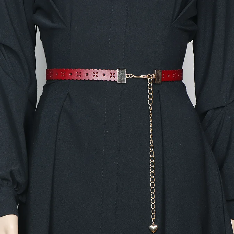 2026 New Women Genuine Leather Belt Fashion Snap Button Thin Waistband for Dresses Pants Stylish Adjustable Slim Belt Luxury