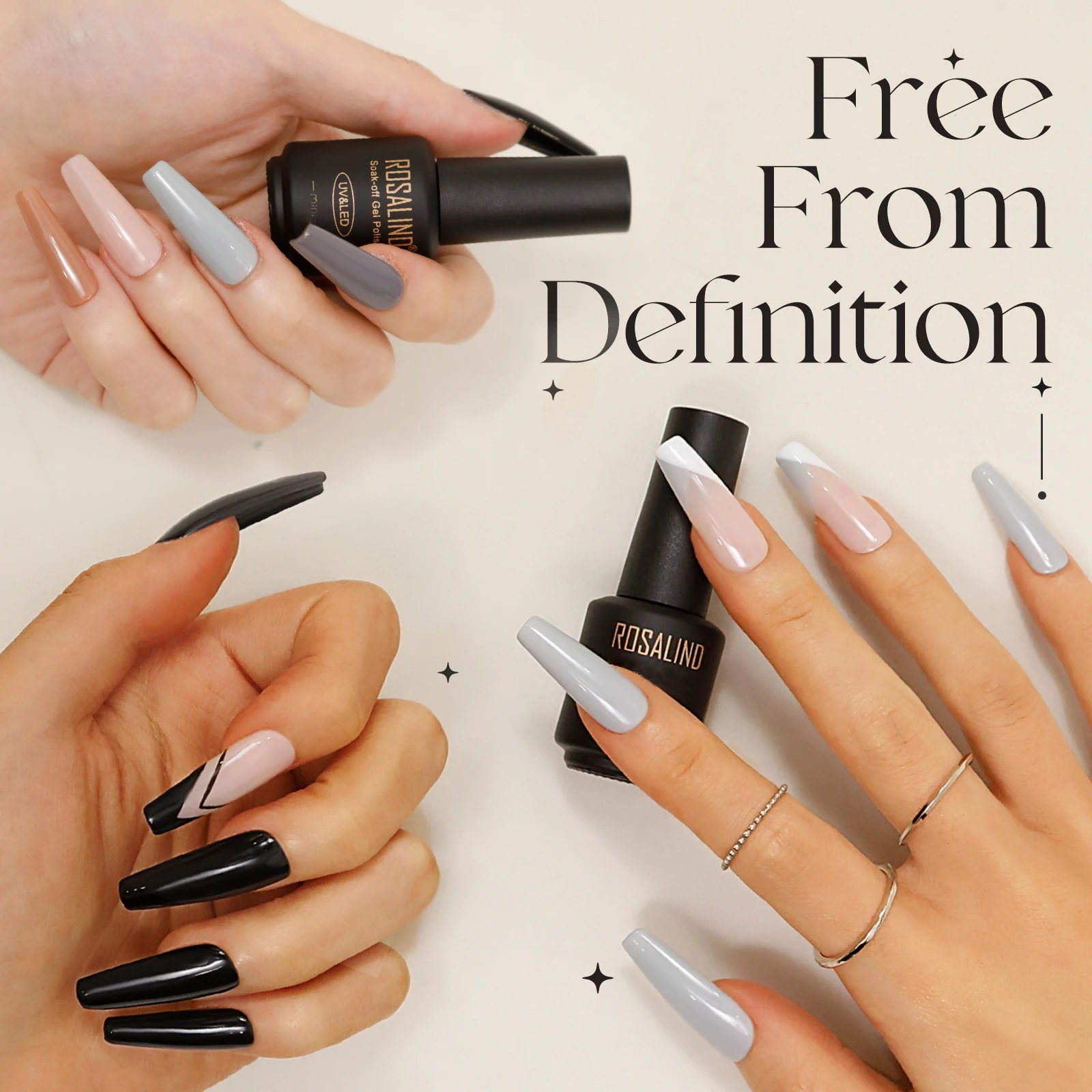 ROSALIND 6 ボトルネイルアートネイルジェルセットマニキュア明るく光沢のある UV ジェル Vernis 半永久ベーストップコート爪の美しさ