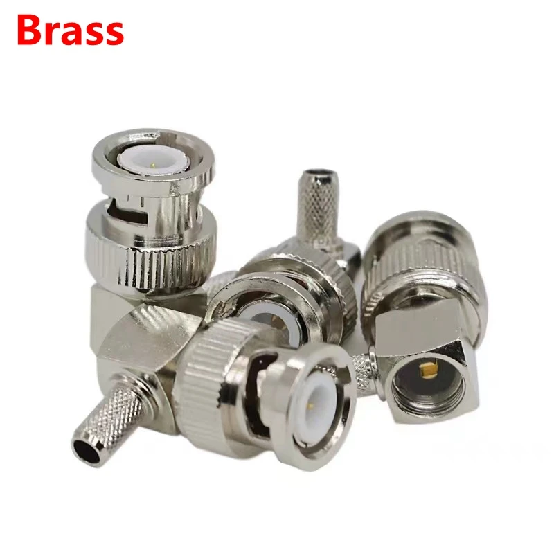 

10PCS BNC Male Plug Right Angle Connector Q9 BNC Male Crimp for RG174 RG316 RG179 Cable Cable Brass Copper Fast Delivery