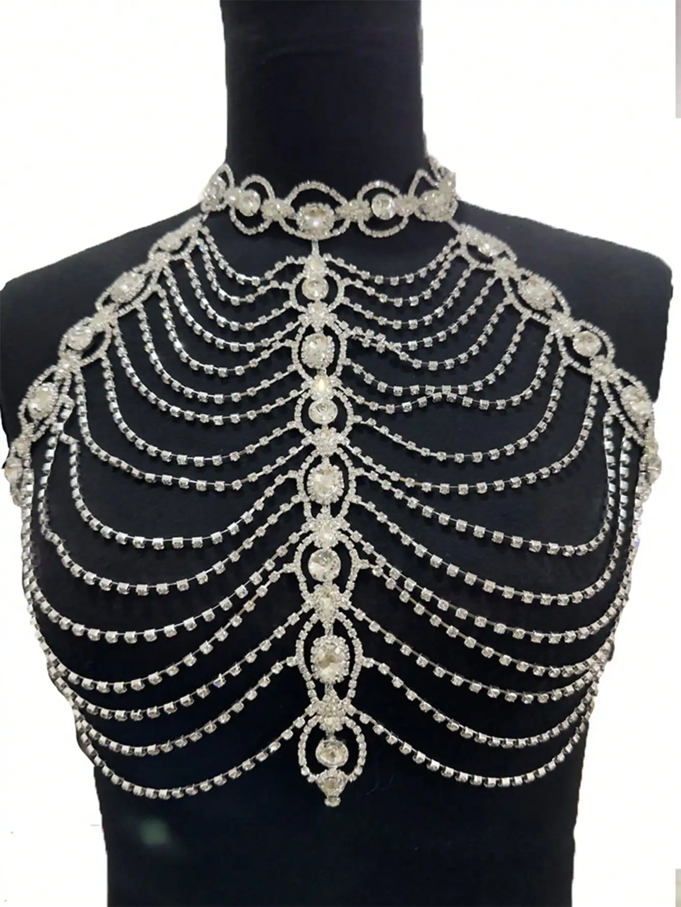 Sexy Multilayer Rhinestone Tops for Women Crystal Bikini Fanatical Body Chain Jewelry Festival Bra Accessories