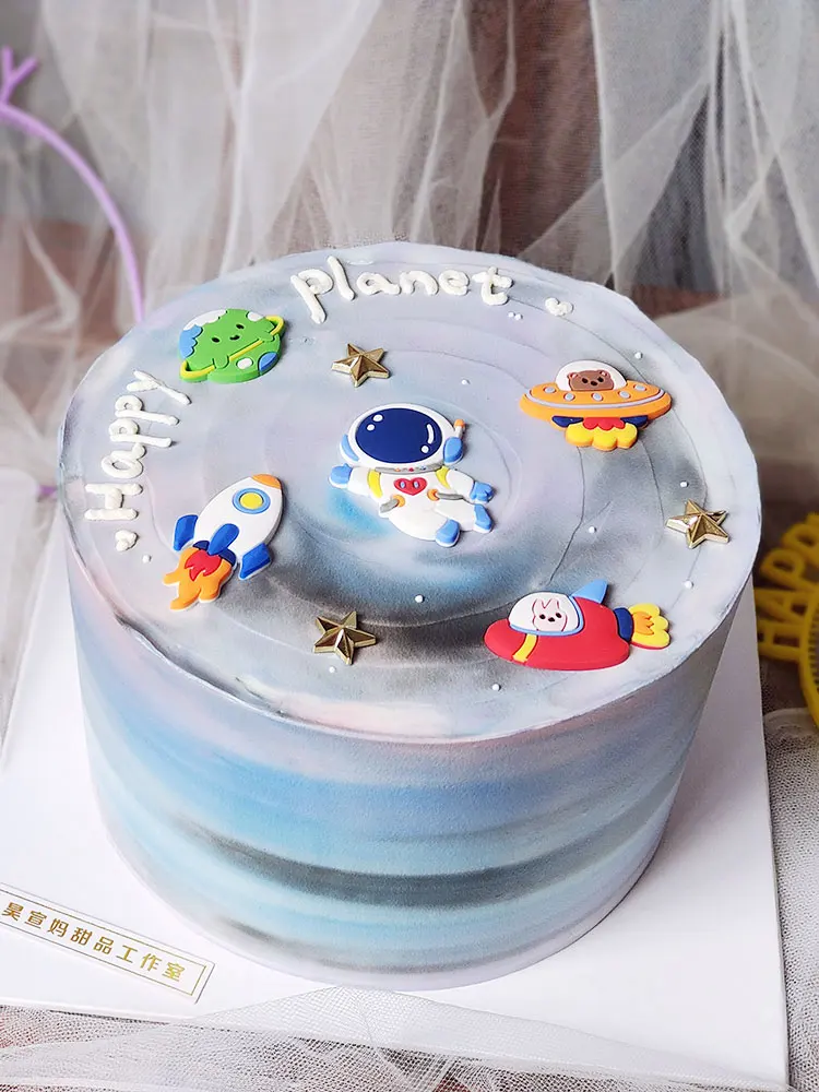 Decor Cake Topper Astronaut Space Boy Birthday Party Decorations UFO Kids Decor Cake Topper Dessert Baby Shower DIY Decor Part