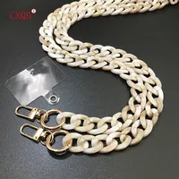 125cm Colorful Bevel Design Phone Lanyard Anti-Lost Acrylic Cell Phone Chain Portable Neck Strap for Outdoor Accessories Gifts