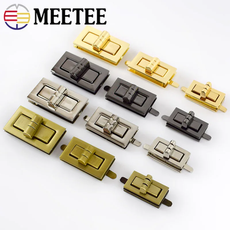 2pc Meetee Metal Twist Turn Lock Snap Clasps Purse for Bag Part Accessories DIY Handmade Closure Hasp Hardware Buckle with Screw