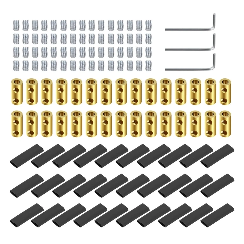 

High Conductivity 10 AWG Brass Wiring Terminals 60A Electrical Connectors Set 30Pieces with Tool and Shrink Tubes