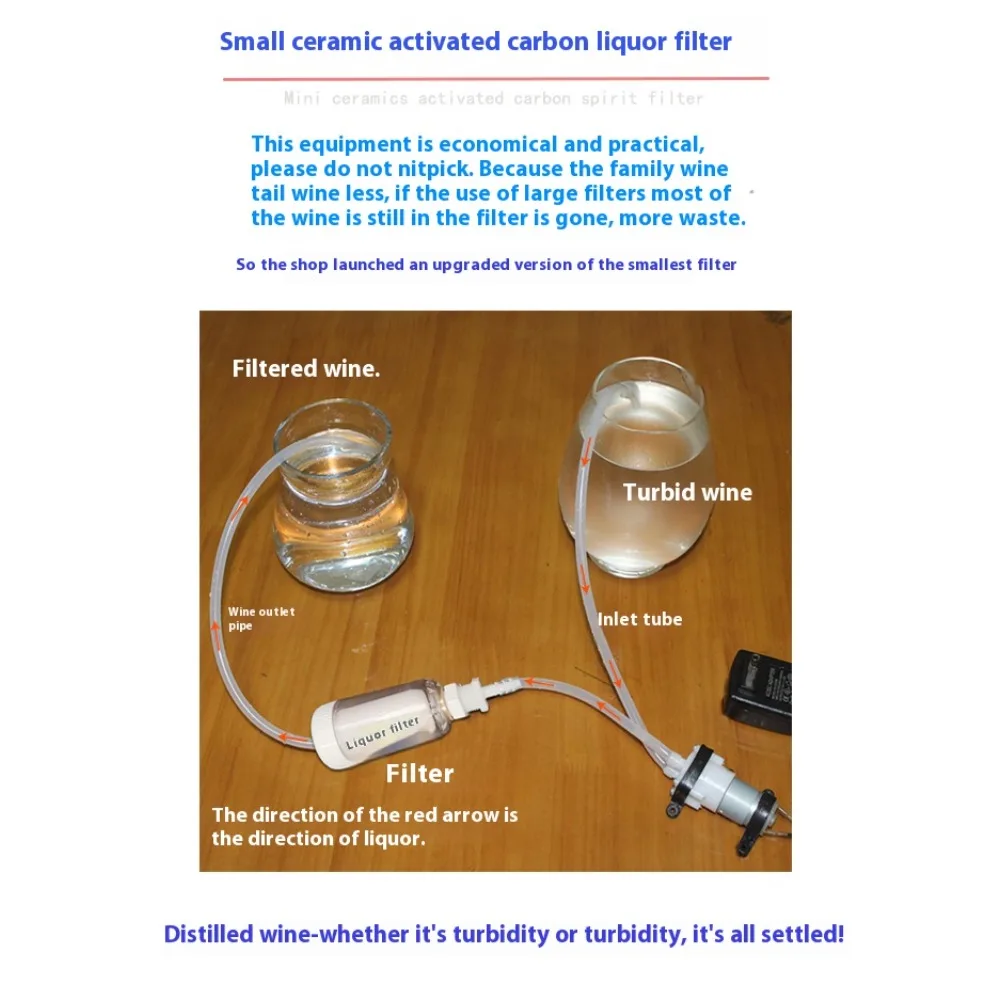 Máquina de filtro de vino de carbón activado de cerámica con apertura de 0,2 μm, dispositivo de succión, máquina de envejecimiento, Mini filtro de licor eléctrico para el hogar