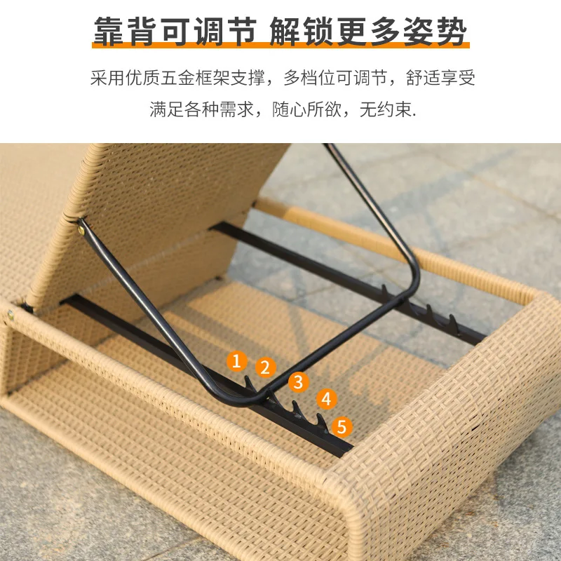 Outdoor rattan lounger villa rattan chair outdoor beach pool lounger patio balcony leisure lounger wholesale