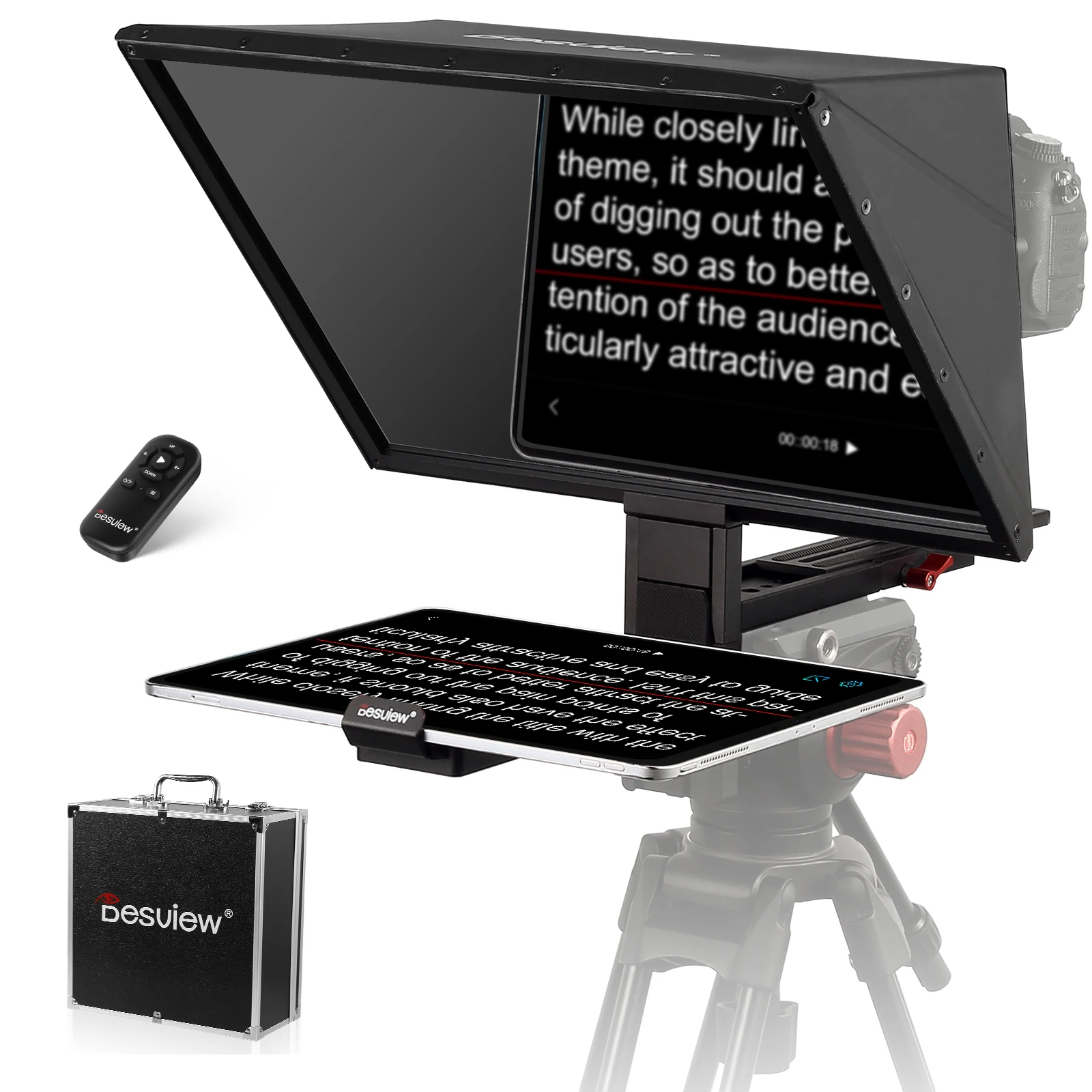 

Desview TP170 Teleprompter 17" Aluminium High Display Glass Teleprompter for iPad DSLR Camcorder Wide Angle Camera Lens Video