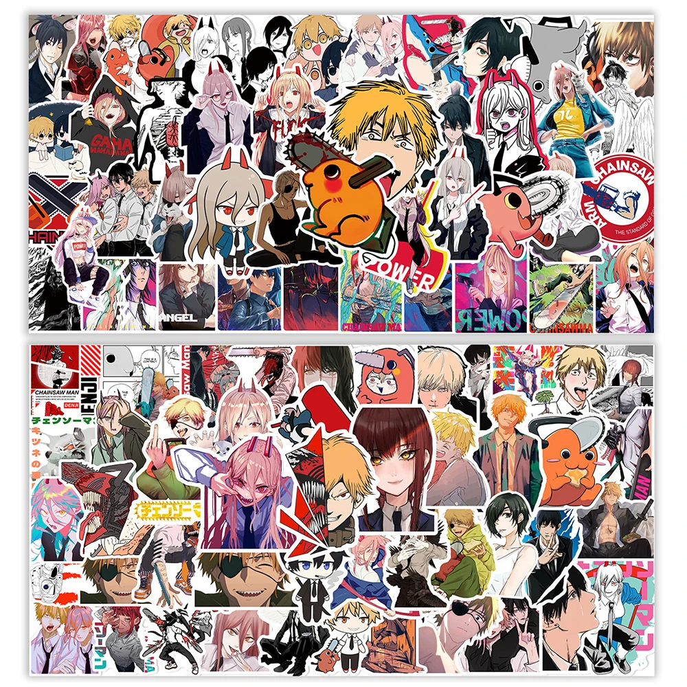 10/30/50/100pcs Cool Chainsaw Man Anime Stickers Cartoon Graffiti Decals Decoration Skateboard Notebook Phone Waterproof Sticker