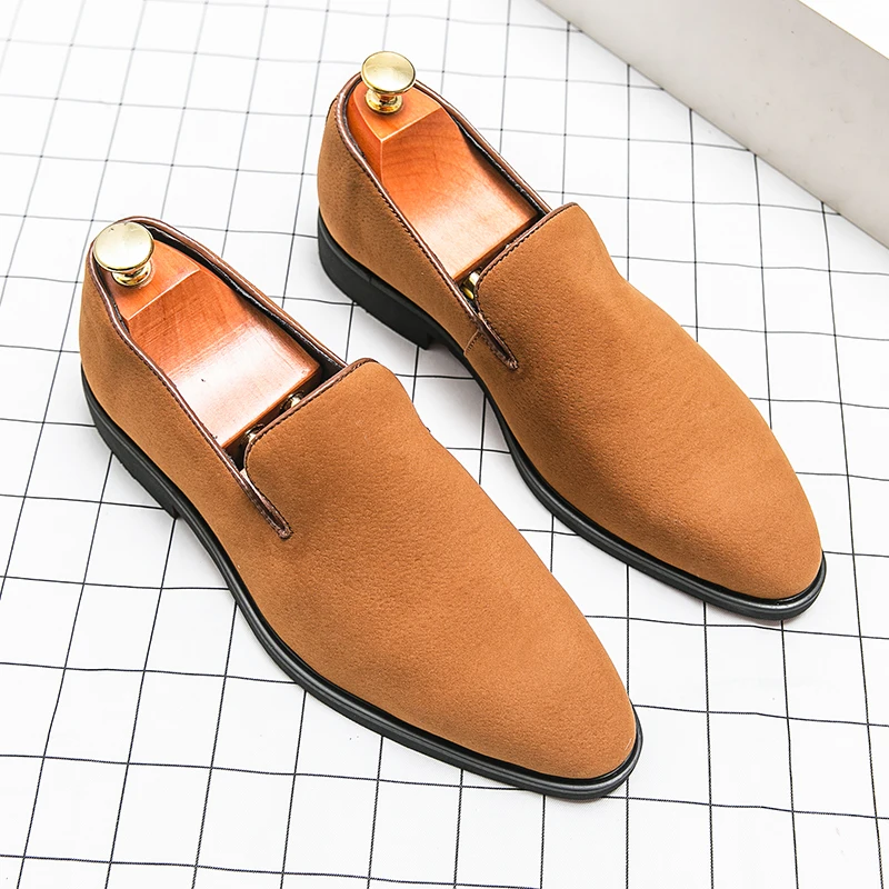 Spring Italian luxury designer brand suede leather shoes Business Office Dress shoes for man Red Bottom Wedding Social Shoes