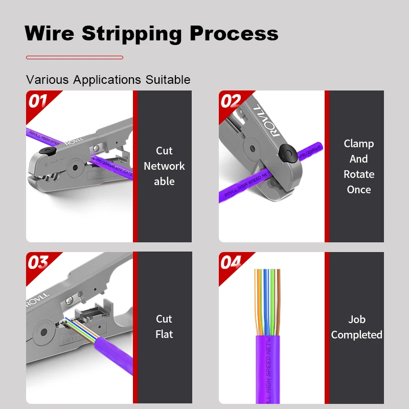 Инструмент для зачистки кабеля ROVLL для плоского или круглого кабеля, сетевой провод, зачистка кабеля Ethernet, резка для кабеля RJ45