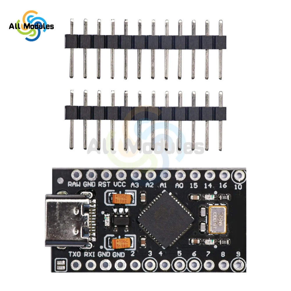 Type-C MINI USB Pro Micro For Arduino ATmega32U4 5V/16MHz  Module With 2 Row Pin Header For Leonardo Usb Interface Board