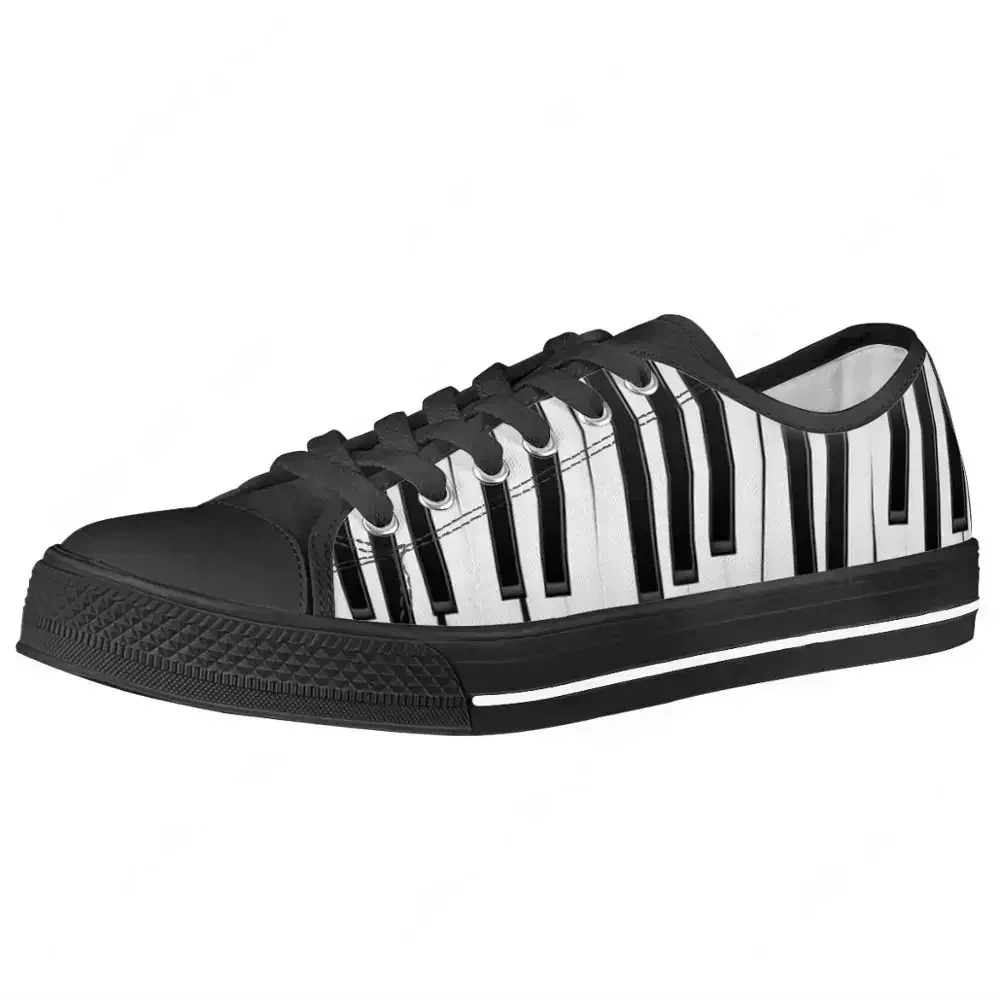 Music Notes Print Piano Pattern Low Top High Quality Sneakers Mens Womens Teenager Canvas Sneaker Couple Shoes Custom Made Shoe