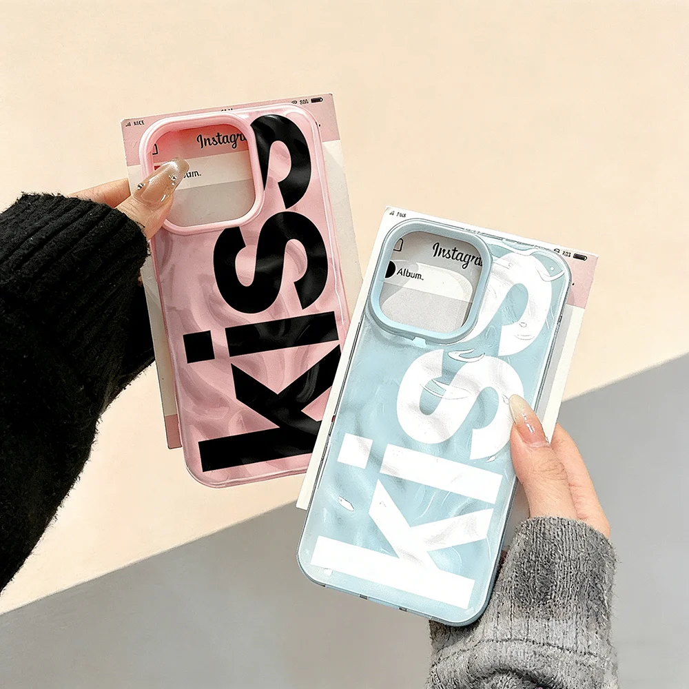 Чехол для телефона с надписью Kiss Quotes Couple для iPhone 17, 16, 15, 14, 13, 12, 11 Pro Max 16 15 14 Plus, противоударный силиконовый мягкий чехол Funda