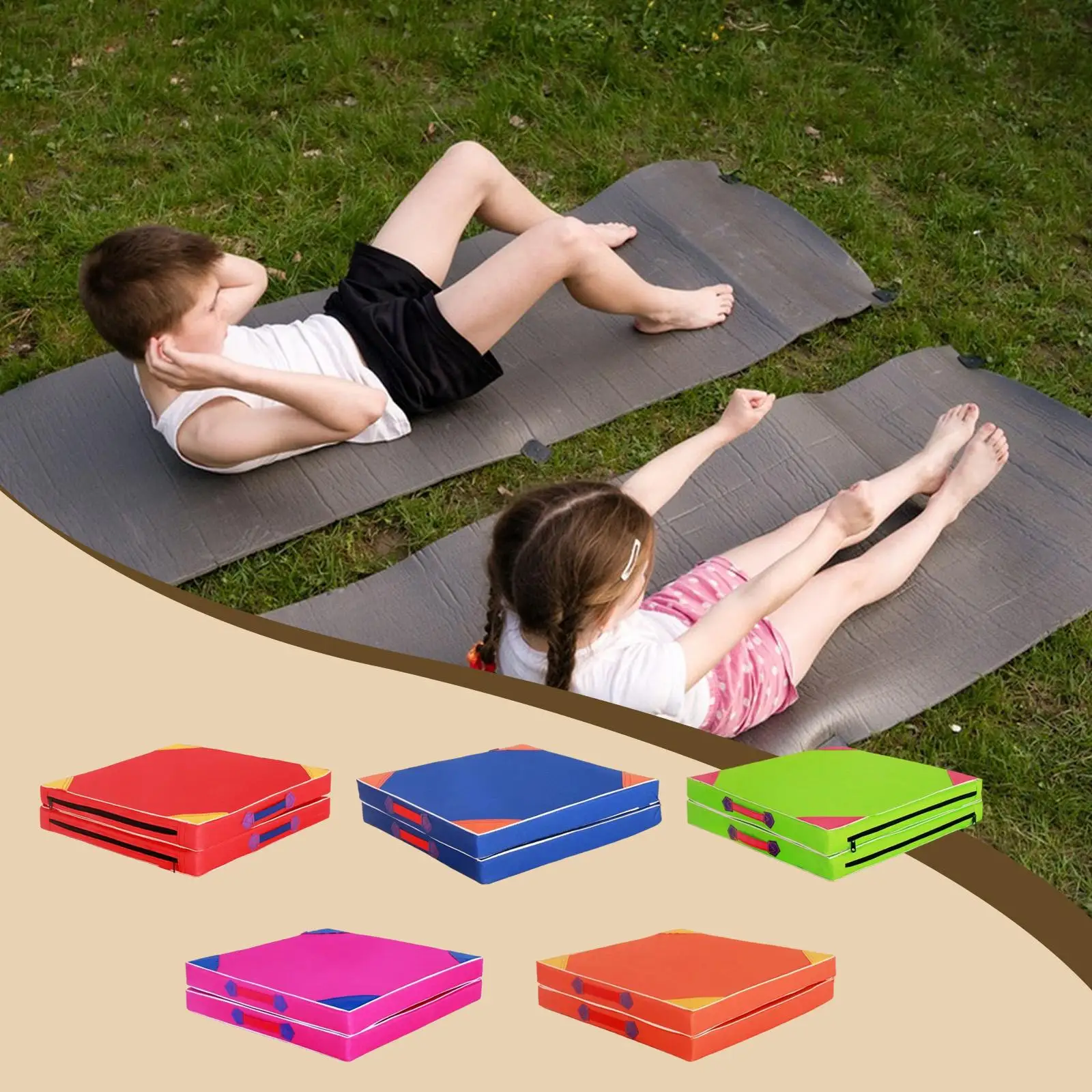 

Folding Exercise Mat Gymnastics Balance Mat Mutli Purpose Portable Two Fold 100cmx50cm Workouts Aerobic Fitness