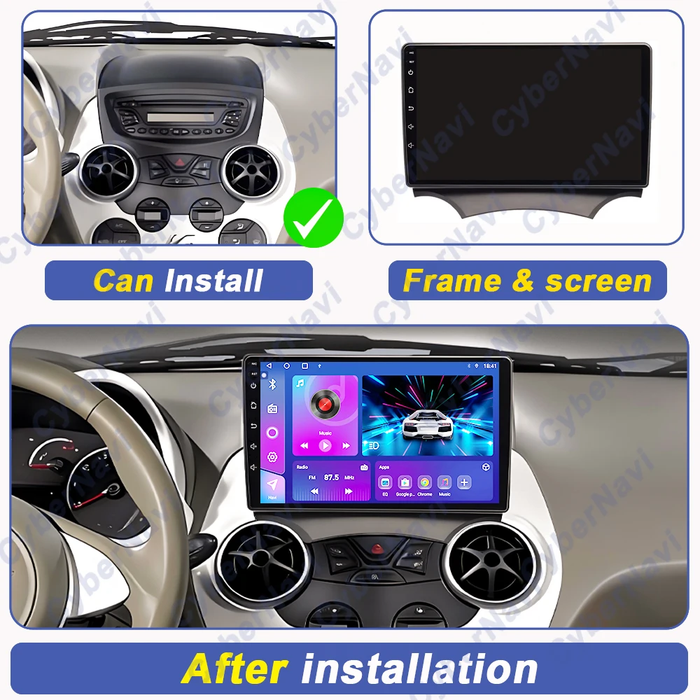 

Автомобильное радио с Android Auto для Ford Ka 2008-2014, мультимедийный проигрыватель Carplay, стереосистема, GPS, головное устройство, DSP, BT, QLED