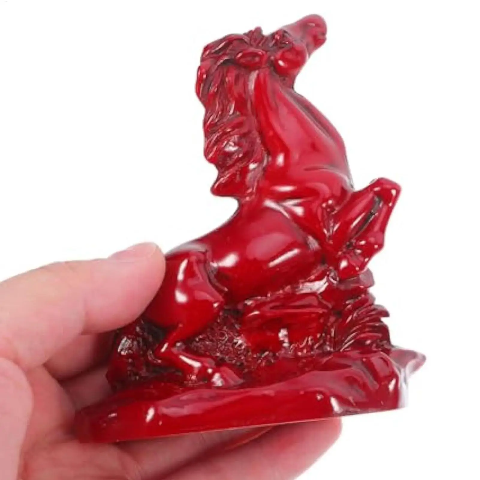 Red Resin Horse Statue Chinese New Year Cultural Home Decor for Living Room Desk Mantel, Adults Men Women, Office Study Gift
