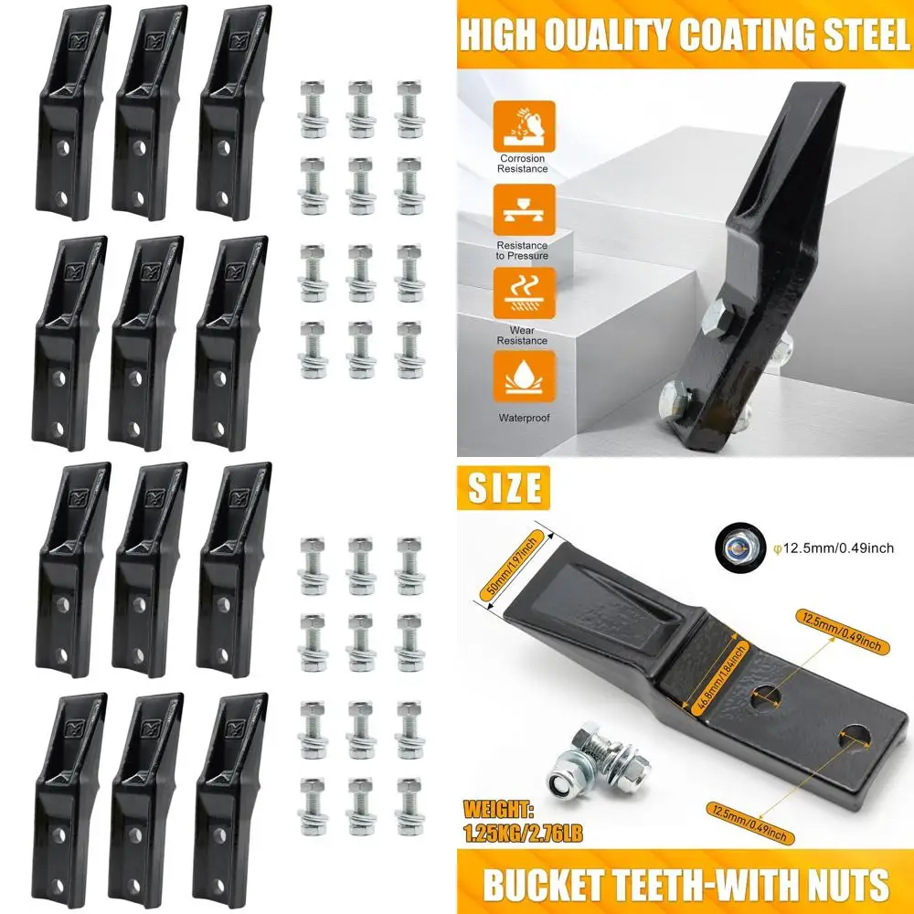 

6pcs Replacement Digging Bucket Teeth for Skid Steer Loader and Mini Excavator, 0.39 Pins