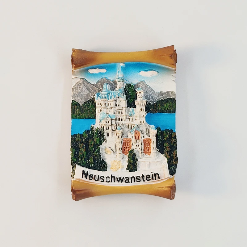 Germany，Bavaria，Neuschwanstein，3D Stereoscopic，Tourism Souvenirs，Resin painting，Decoration home，Collection，Refrigerator magnets