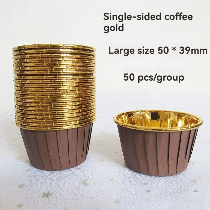 50pcs Disposable Baking Roll Top Cups Utensils Cake Paper Oilproof High Temperature Muffin Dessert Cups Cake Decoration