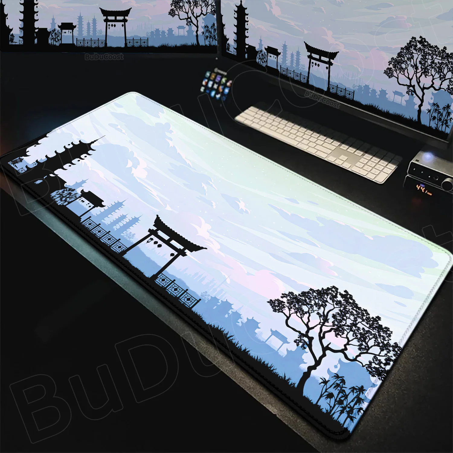 

Japanese Element Mouse Pad Gamer Carpet Large Lock Edge Keyboard Pad 120x60cm Sakura Landscape Desk Mat Office Gaming Mouse Mats