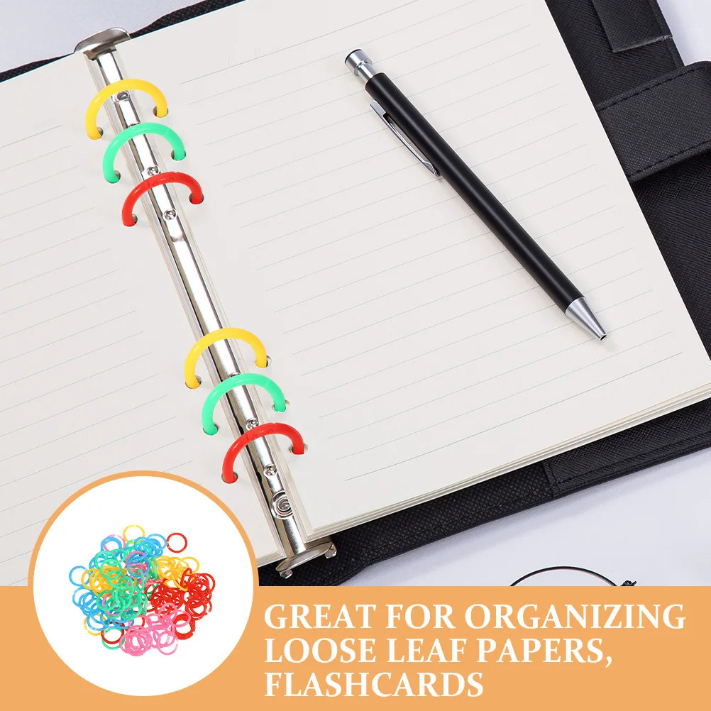 150 قطعة من البلاستيك فضفاض أوراق الموثق خواتم مفتاح فوب خواتم دفتر صغير السحابة تنظيم بطاقات الدراسة البطاقات التعليمية الذاكرة #4