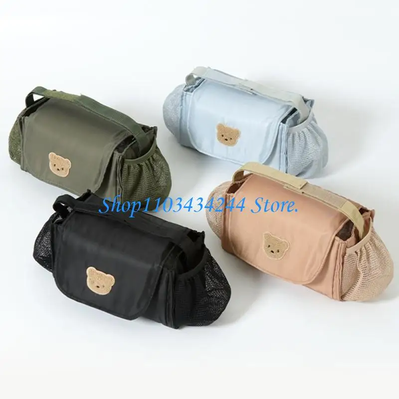  Pram Storage Bag with Front Flap Pocket & Side Mesh Panels for Shopping Runs