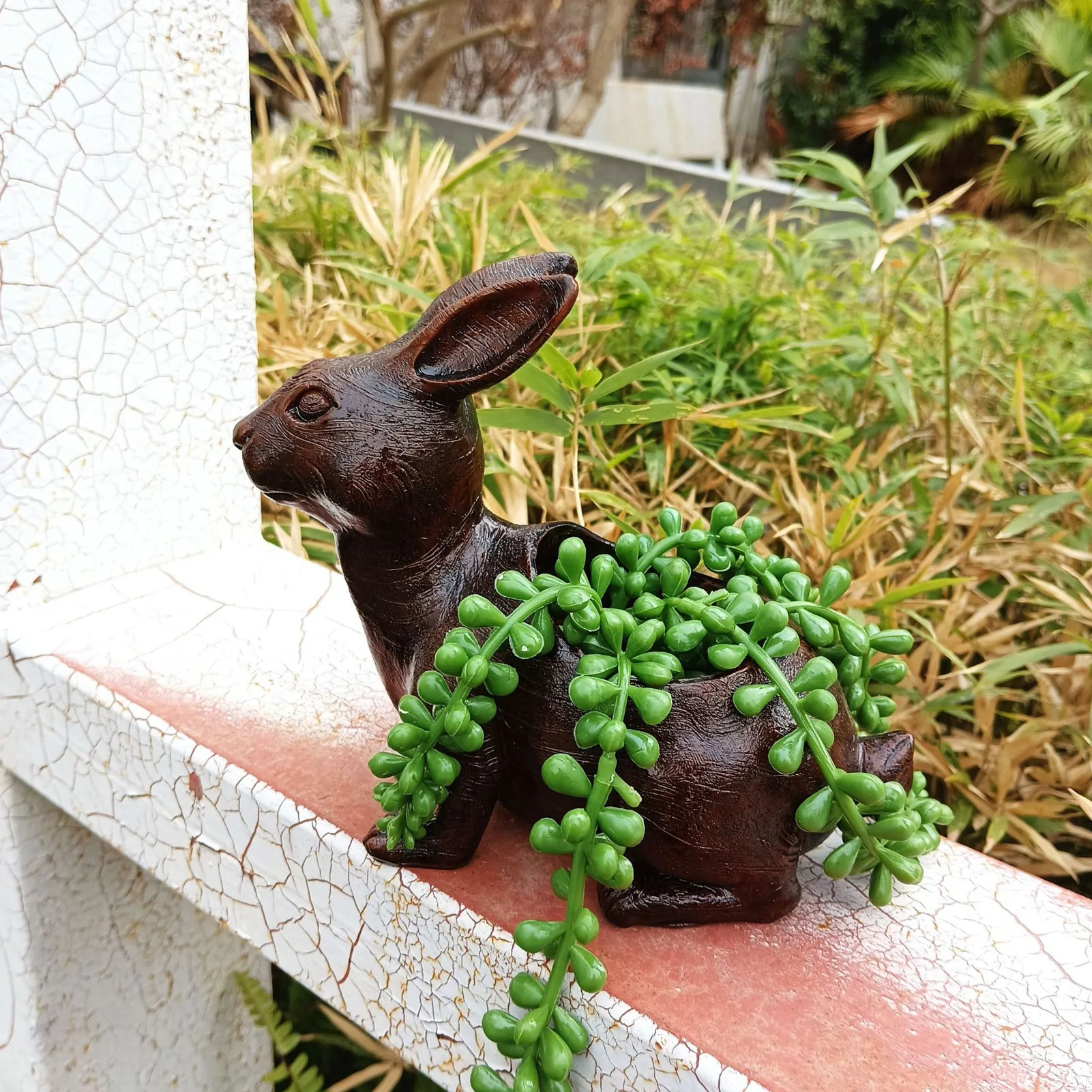 Succulent Plant Pot Rabbit Statue Resin Craft Flowerpot Outdoor Courtyard Garden Decoration Planter image 4