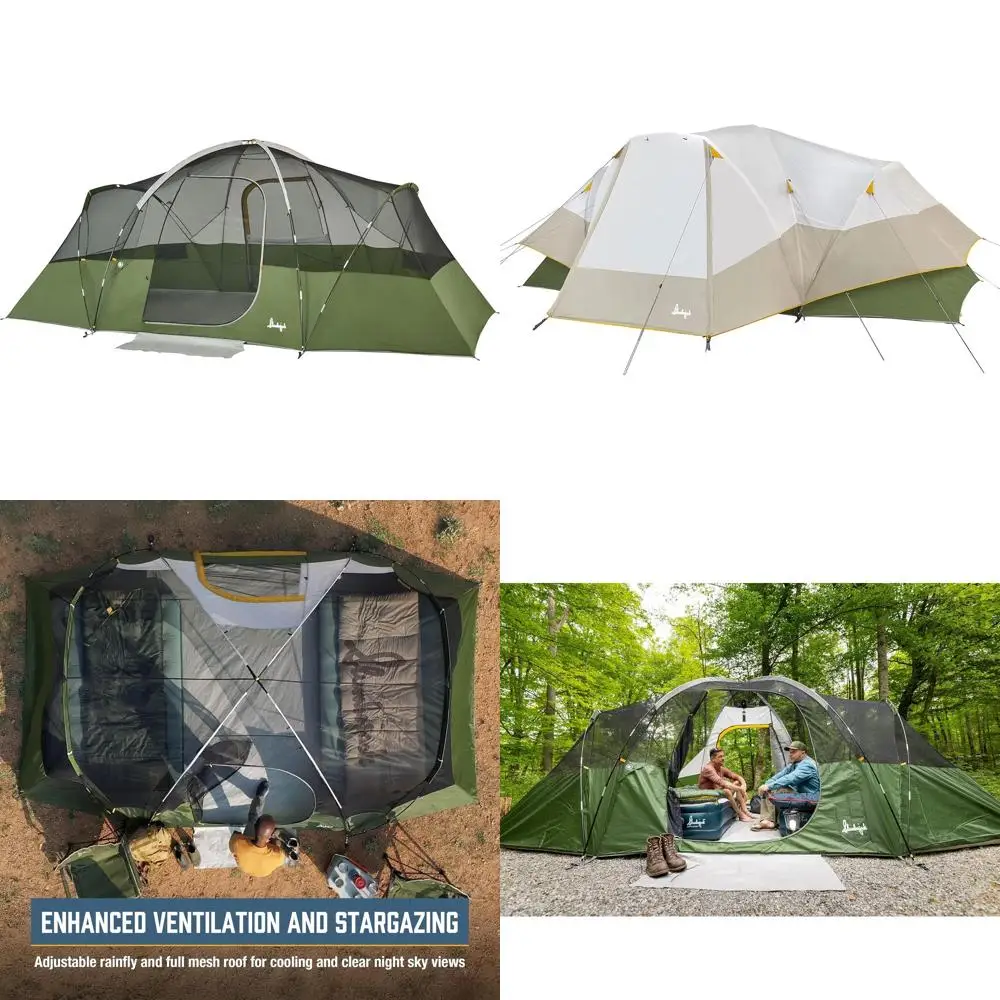 

8-Person Hybrid Dome Tent with 2 Rooms, Divider, Separate Entrances, Fully Equipped, and Vestibule Storage