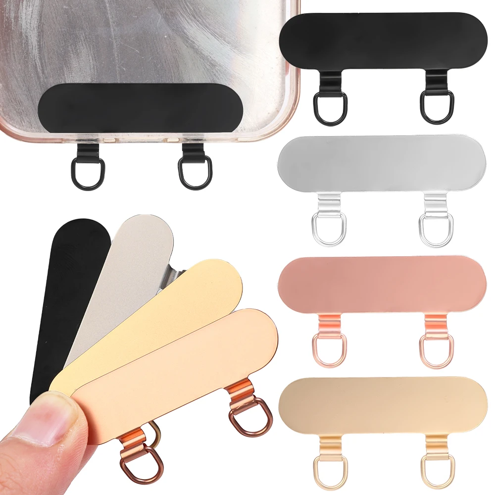 새로운 크리에이티브 더블 이어 스테인리스 스틸 휴대폰 케이스 패치, 분실 방지 연결, 고정 금속 테더 탭, 초박형 랜야드 개스킷