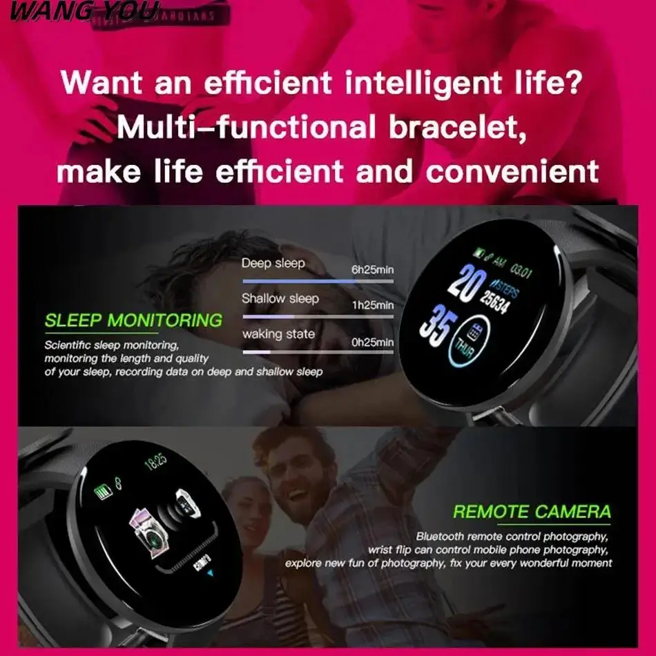 Smart Bracelet Men Women Color Screen Bracelet Watch Exercise Step Information Sleep Wireless Bluetooth Headsets For IOS Android