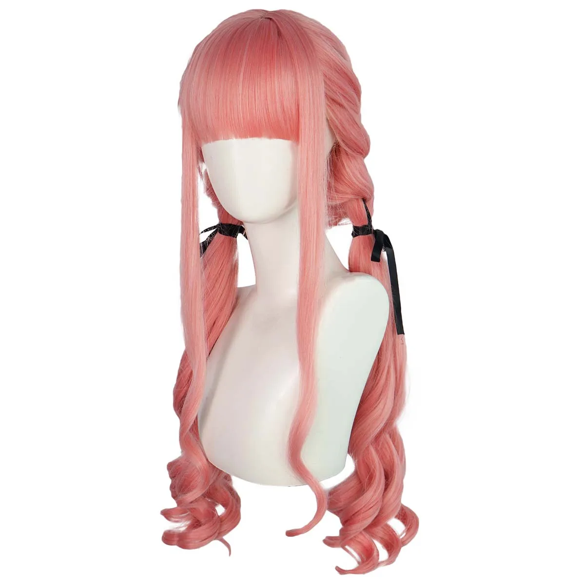 ผู้หญิงปาร์ตี้ฮาโลวีนเกม Infinity Nikki คอสเพลย์ยาวสีชมพู Double Pony Hair Wigs