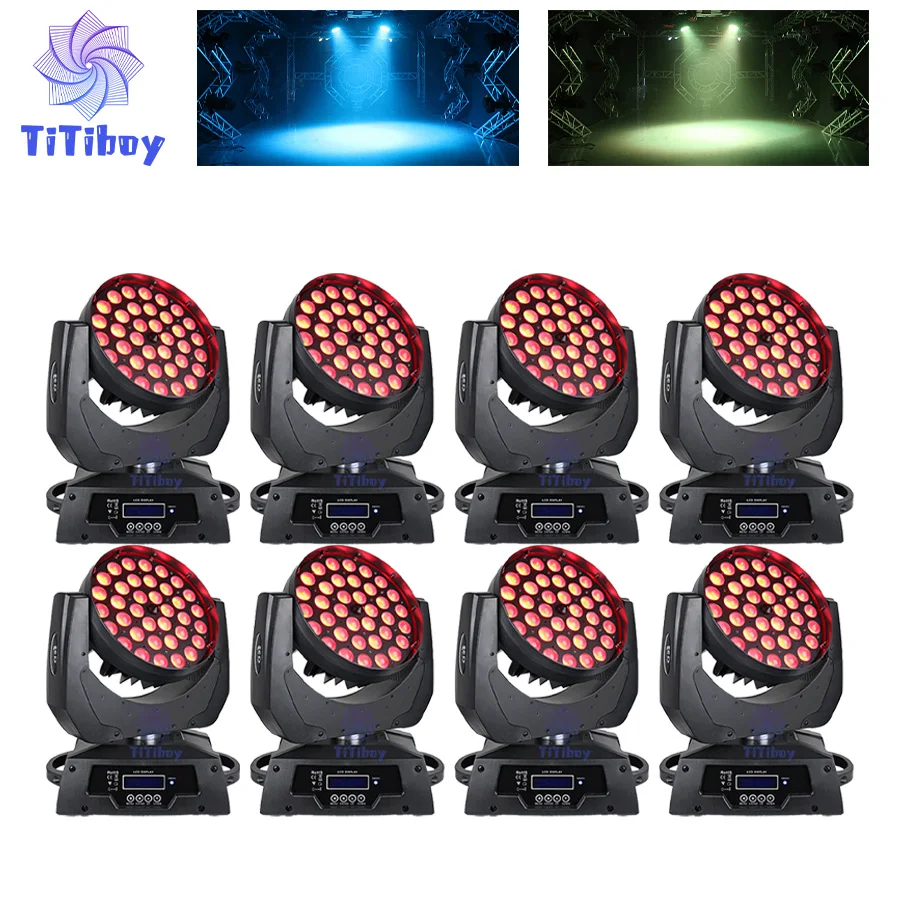 

0 Tax 8Pcs 36x18W RGBWA+UV LED Wash Zoom Moving Head Lighting Screen DJ Disco Bar KTV Party Stage Lighting Equipment