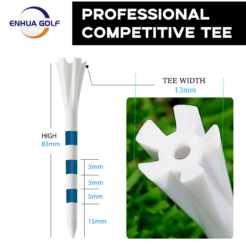 Golf Tee Đứng In Quy Mô Không Thể Phá Vỡ Làm Giảm Ma Sát Golf Tee Nhựa Bên Con Quay 5 Ngạnh Tee 83Mm 50 Chiếc golf Tiếp Liệu