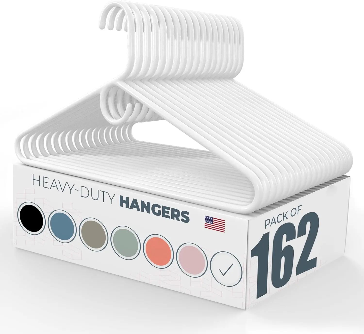 Made in USA Heavy Duty Plastic Clothes Hangers Bulk, 20 30 50 100 Pack Available, Strong Plastic Hangers, Jacket Coat Hangers