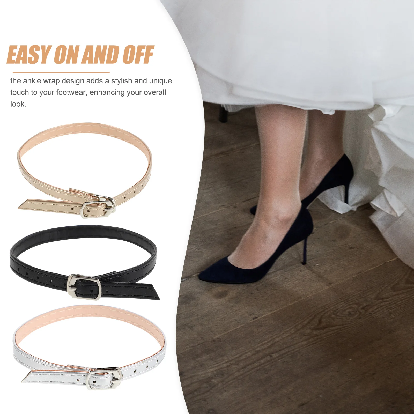 

3 Pairs High Heels Shoelaces Detachable Ankle Straps Sturdy Women Shoes Non Slip Adjustable Strap Extender Foot Care