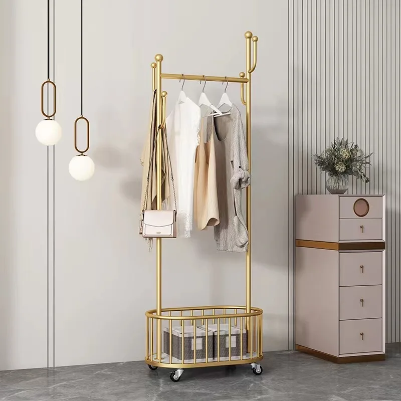 Light luxury mobile floor coat rack home living room bedroom multi-function