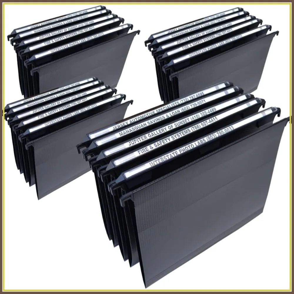 

Hanging File Folders Letter Size 20 Pack with 11-Inch Magnified Indexes, Black