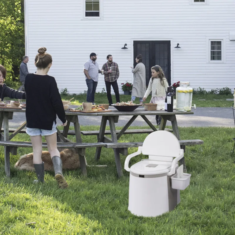 

Серо-белый с бумажной коробкой/нескользящей полосой для унитаза PP 52,5*42,5*66 см для кемпинга на открытом воздухе, простая и портативная установка на открытом воздухе