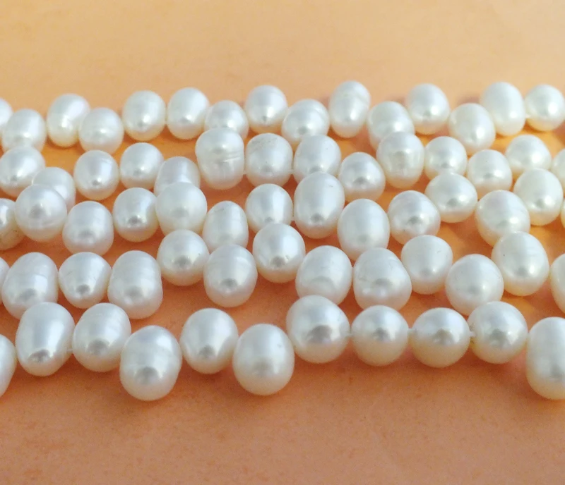 Finally  ! ! !  high quality 5PCS  8-9MM  white water droplets shape dance Pearl Loose Beads 15