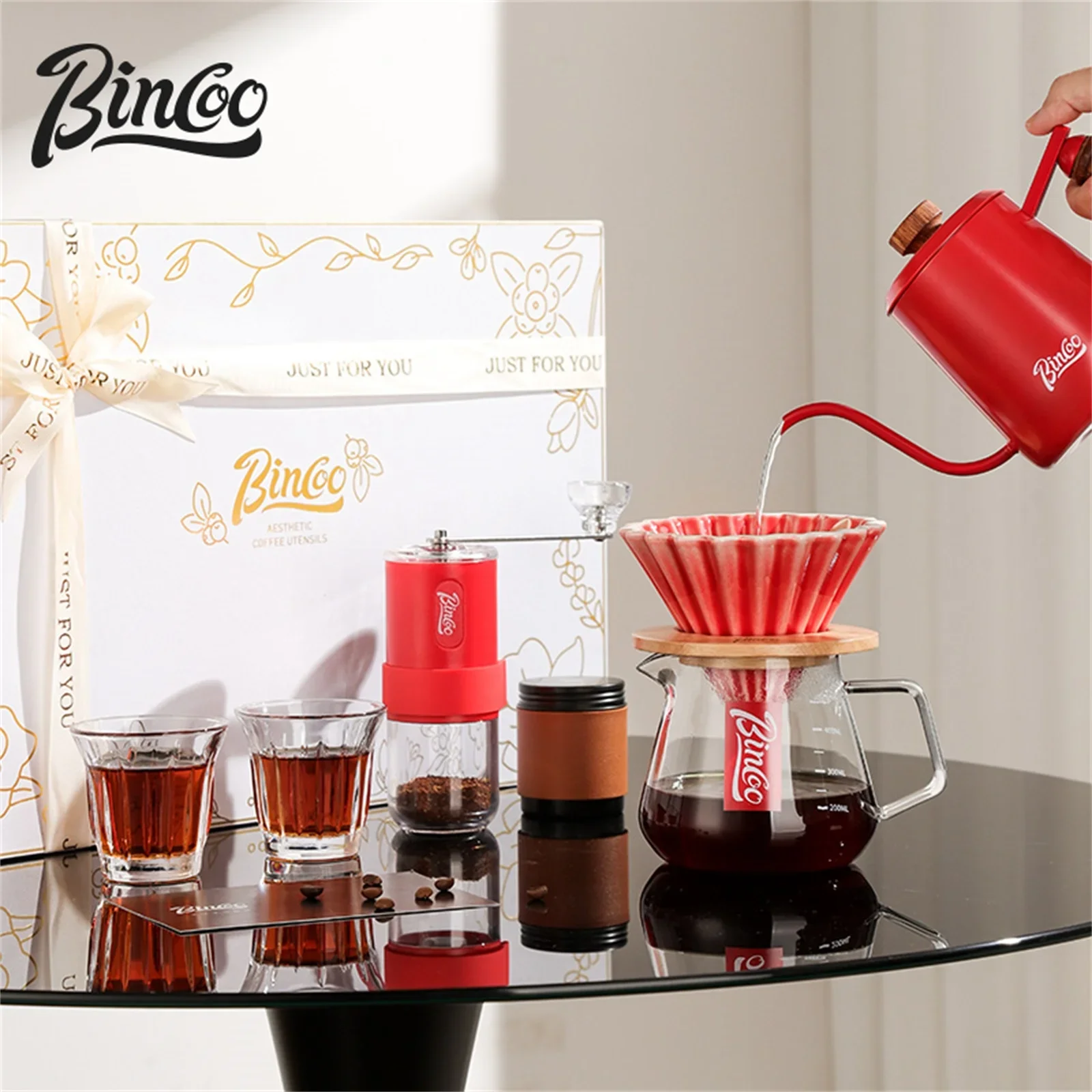 

Bincoo Hand Brewed Coffee Pot，Ceramics Filter Cup， Sharing Pot，Hand Brewed Coffee Gift Box Set，Home Barista Kitchen Accessories