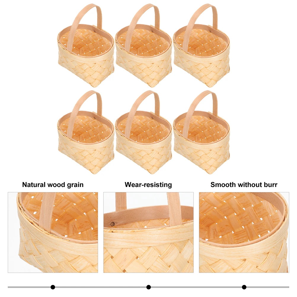 

6Pcs Mini Baskets L6 Party Treats Baskets 5xW4 5xH3 5 Storage Woven Candy Treats Portable Christmas Halloween Party