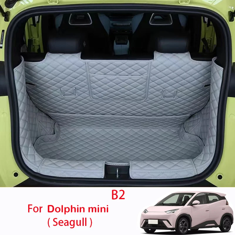 Full Coverage Leather Trunk Mat For BYD Dolphin Mini Seagull 2023-Present Boot Liner Tray Waterproof Mud Protector Cargo Carpet