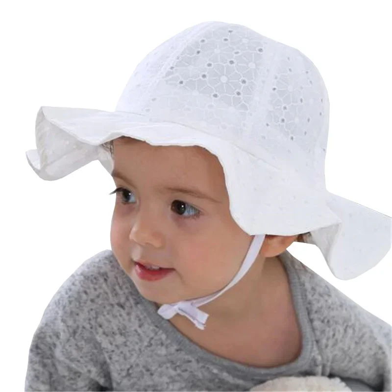 New Summer Panama Baby Sun Hat Outdoor Baby Girls Hat Lace Bowknot Cotton Baby Hat Kids Sun Caps Toddler Sunscreen Cap