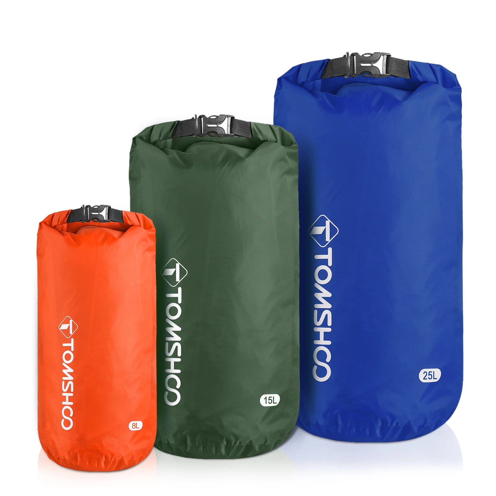 TOMSHOO Waterproof Dry Sacks Pack of 3 Lightweight Waterproof Storage Dry Bags for Outdoor Camping Boating Hiking Rafting