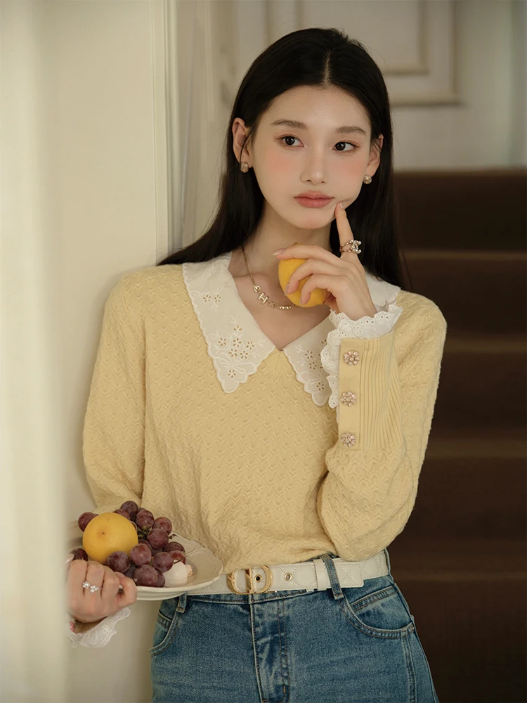 

Шерстяной свитер ChillCozy с 3D-вязкой, длинный рукав, для повседневной носки, стандартная длина, из новой австралийской шерсти, многофункциональный, женский трикотажный.