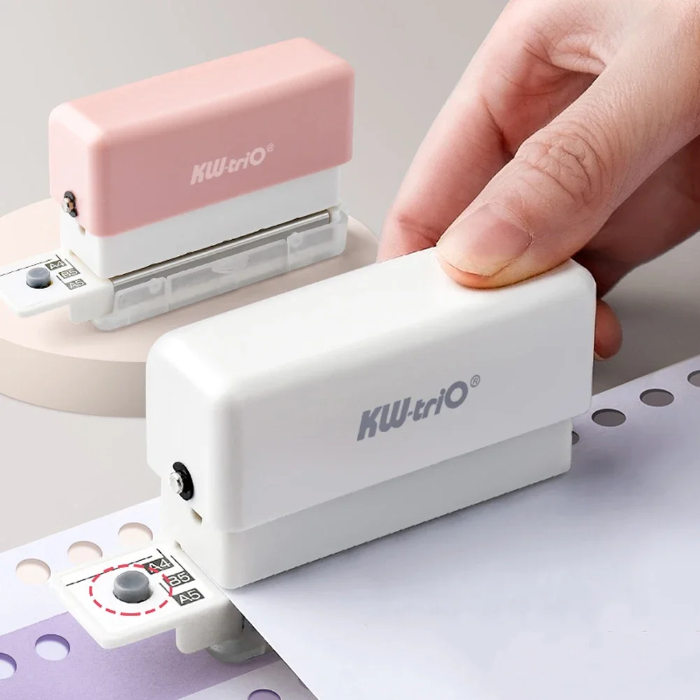 Mini 6-Hole Punching Machine DIY Hole Punching Detection Book Page Stitcher Office Stationery Tool Macaron Five-Color Optional