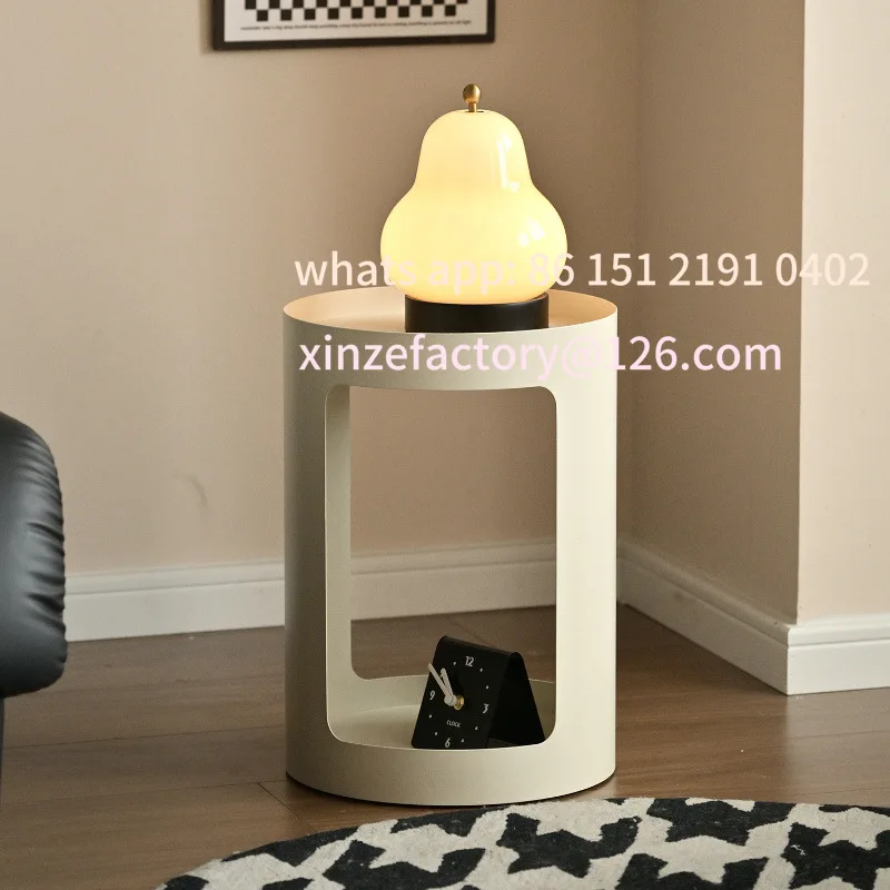 

Customizable sofa side few round creative wrought iron side table bedroom bedside round table hotel homestay small round table