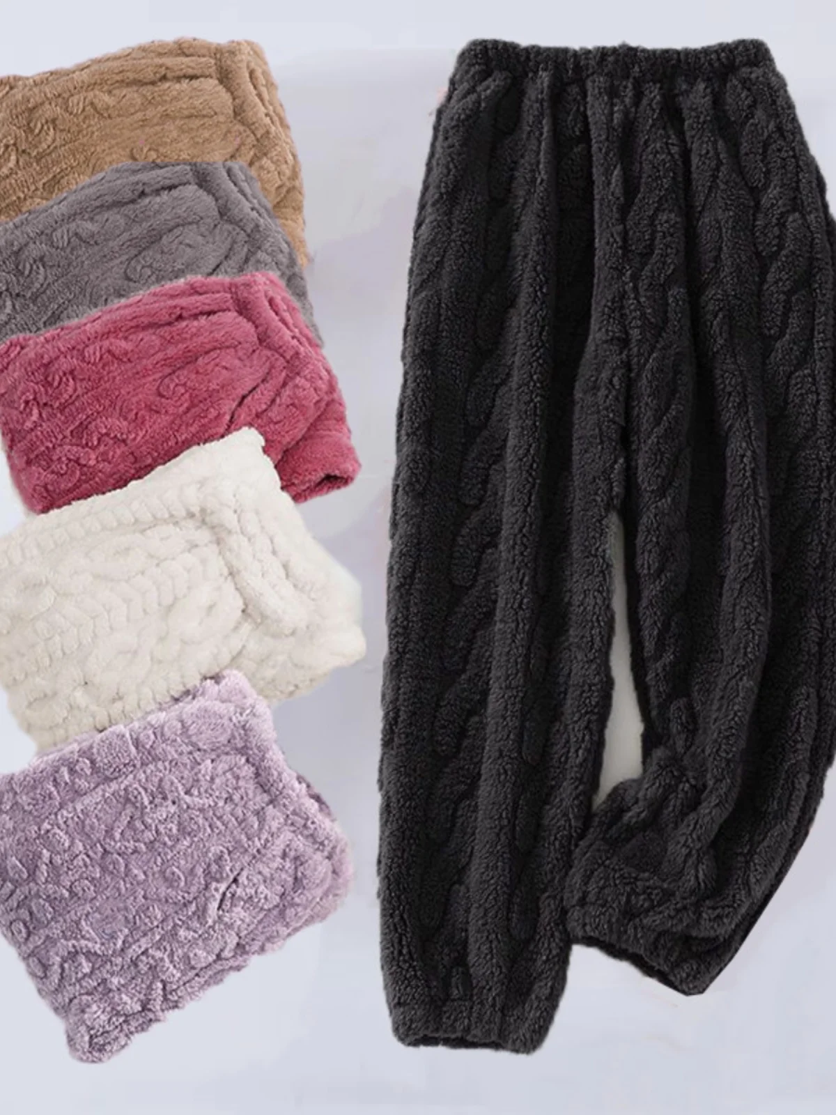 

Утепленные брюки из кораллового флиса на шнурке для женщин, осенне-зимние теплые домашние брюки, которые можно носить на улице, теплая пижамная одежда малого размера