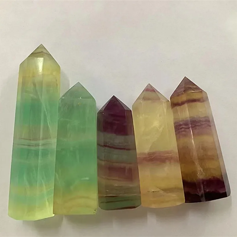 نقطة عصا الفلوريت من الكوارتز الطبيعي ، برج الكريستال عالي الجودة ، ديكور المنزل #6