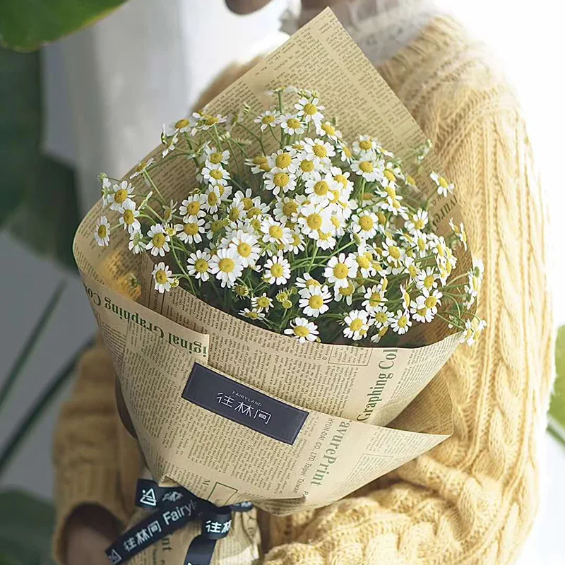 Vintage Kraft Retro English Newspaper Double Sided Flowers Gift Wrapping Paper DIY Tissue Package Book Cover Wrap Packing